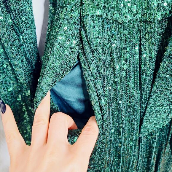 Eloquii Sequin Wide Leg Jumpsuit Emerald Green 16 Swiftie Disco Mermaid Party - Picture 6 of 11